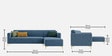 Kosmo Zenith LHS Sofa In Blue Color
