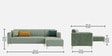 Kosmo Zenith LHS Sofa In Green Color Kosmo Zenith LHS Sofa In Green Color