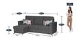 Kowloon RHS 3 Seater Sectional Sofa with Storage in Grey Colour
