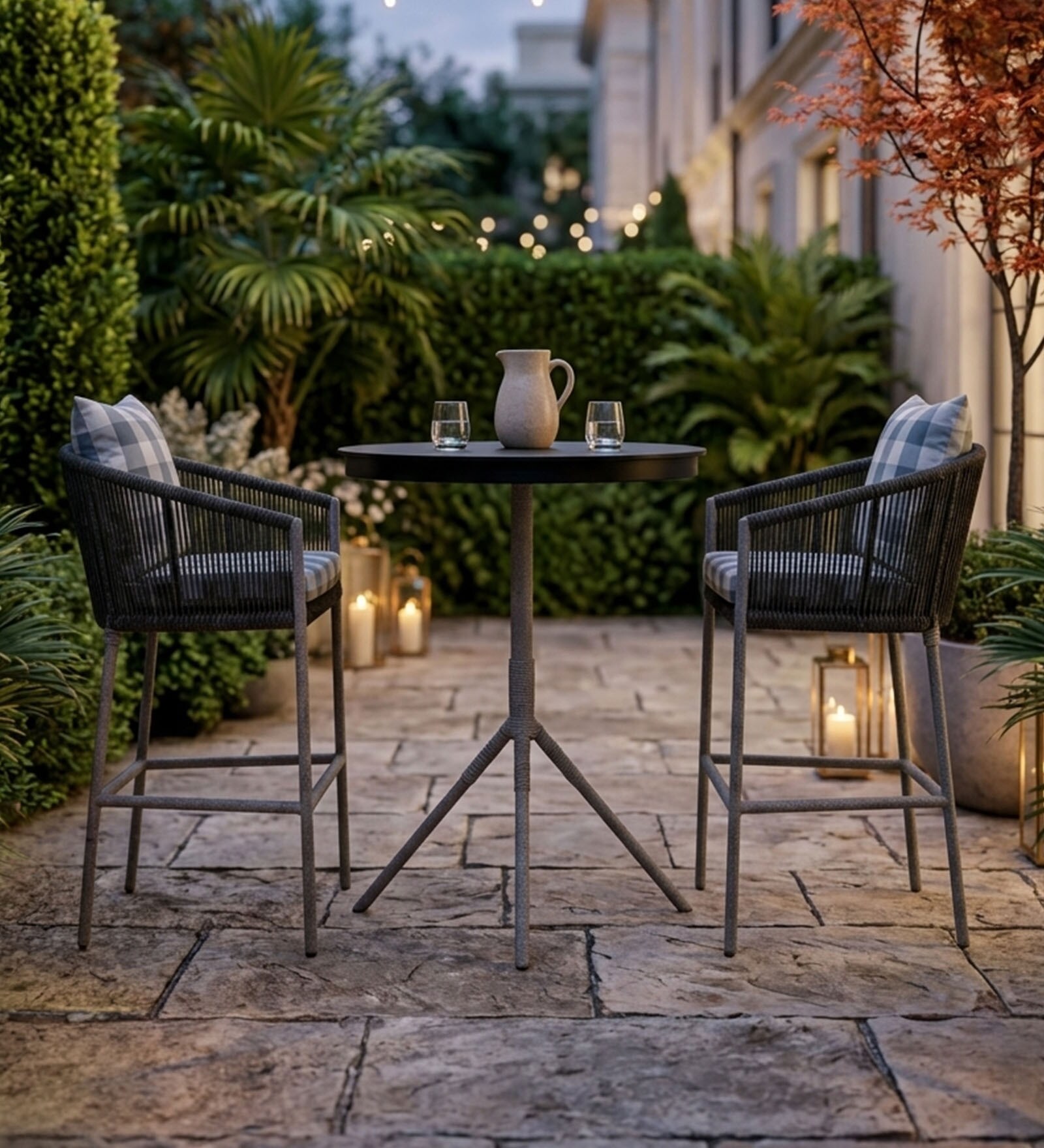 Koki Wicker 2 Seater Bar Set In Black Finish