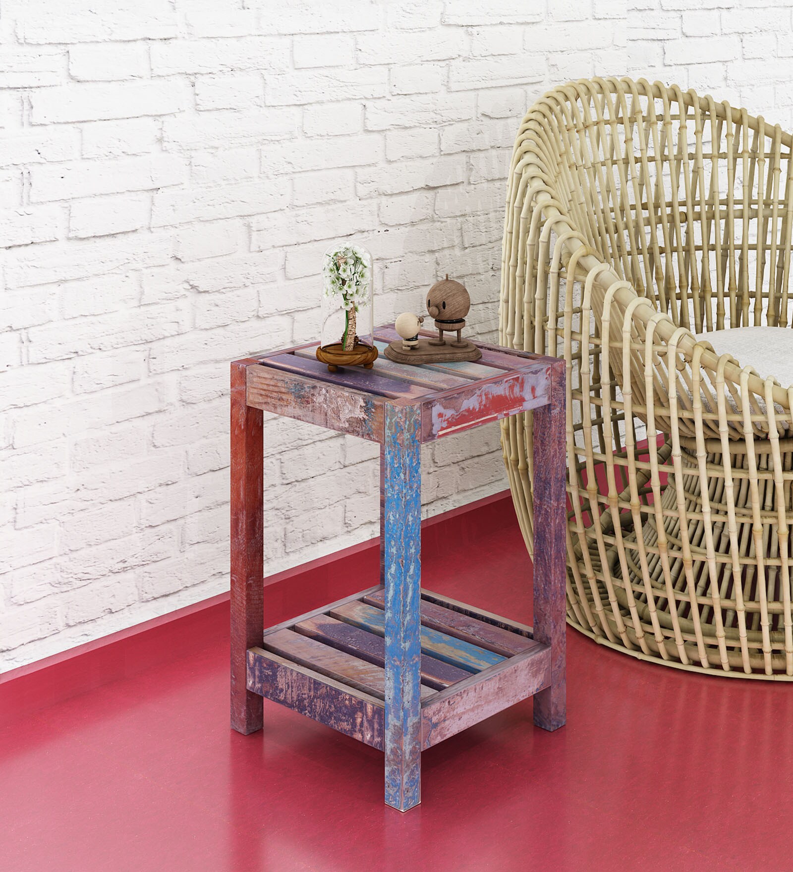 Konia End Table in Blue Finish