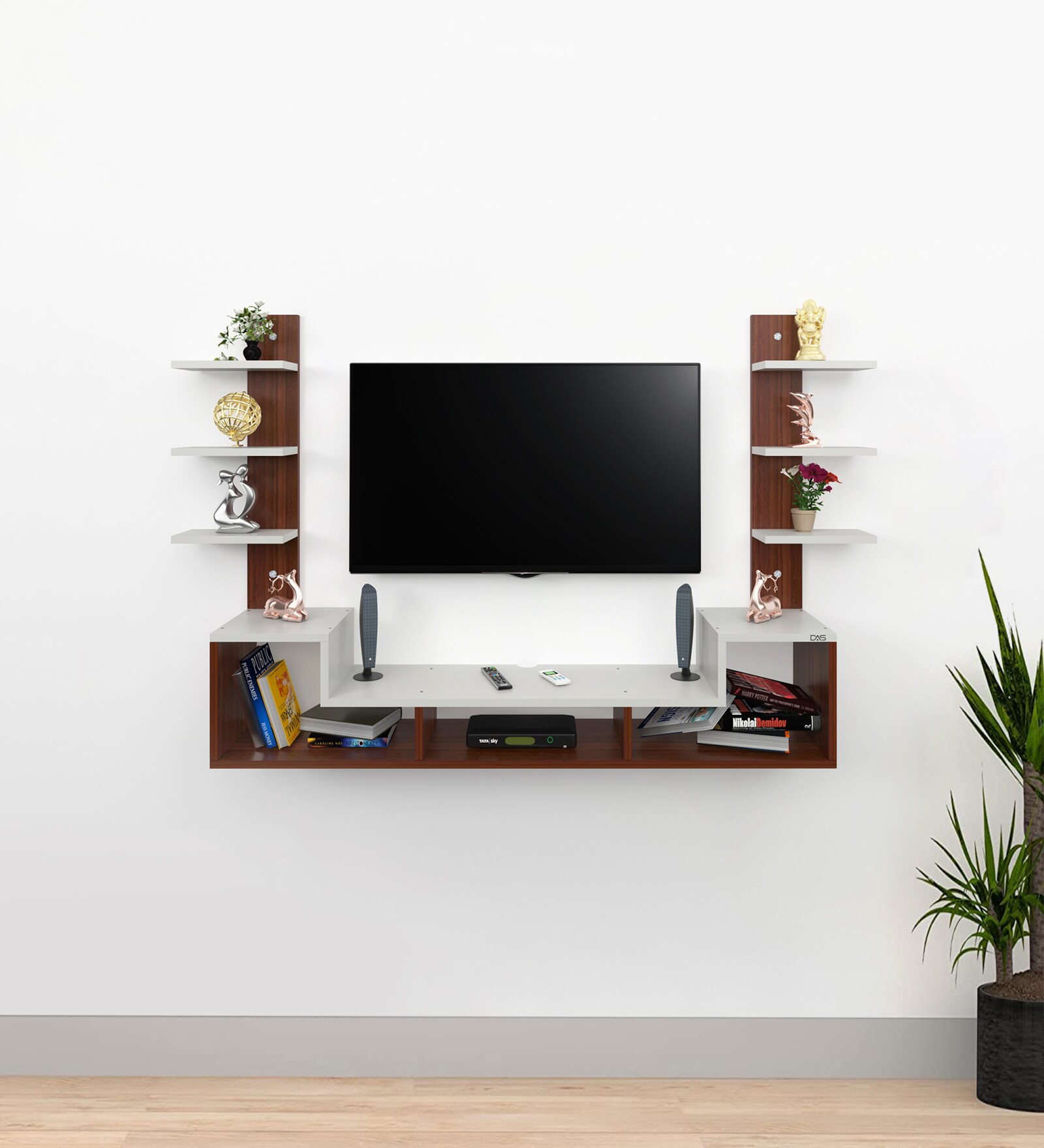 Konrad TV Unit in Classic Walnut & Frosty White Finish for TVs up to 43"