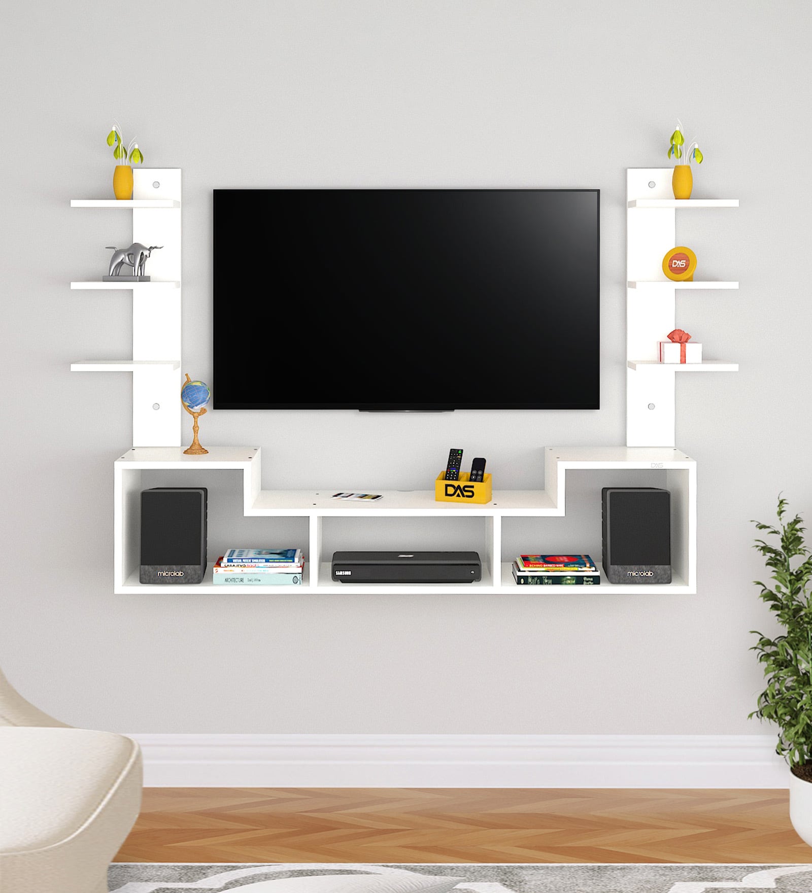Konrad TV Unit in Frosty White Finish for TVs up to 55"