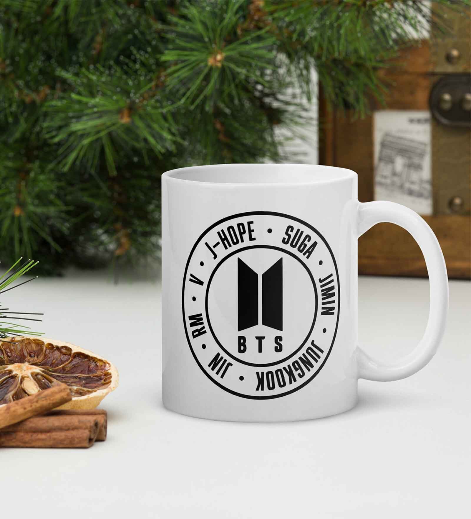 White 325 ml BTS Band Members Name Printed Ceramic  Coffee Mug