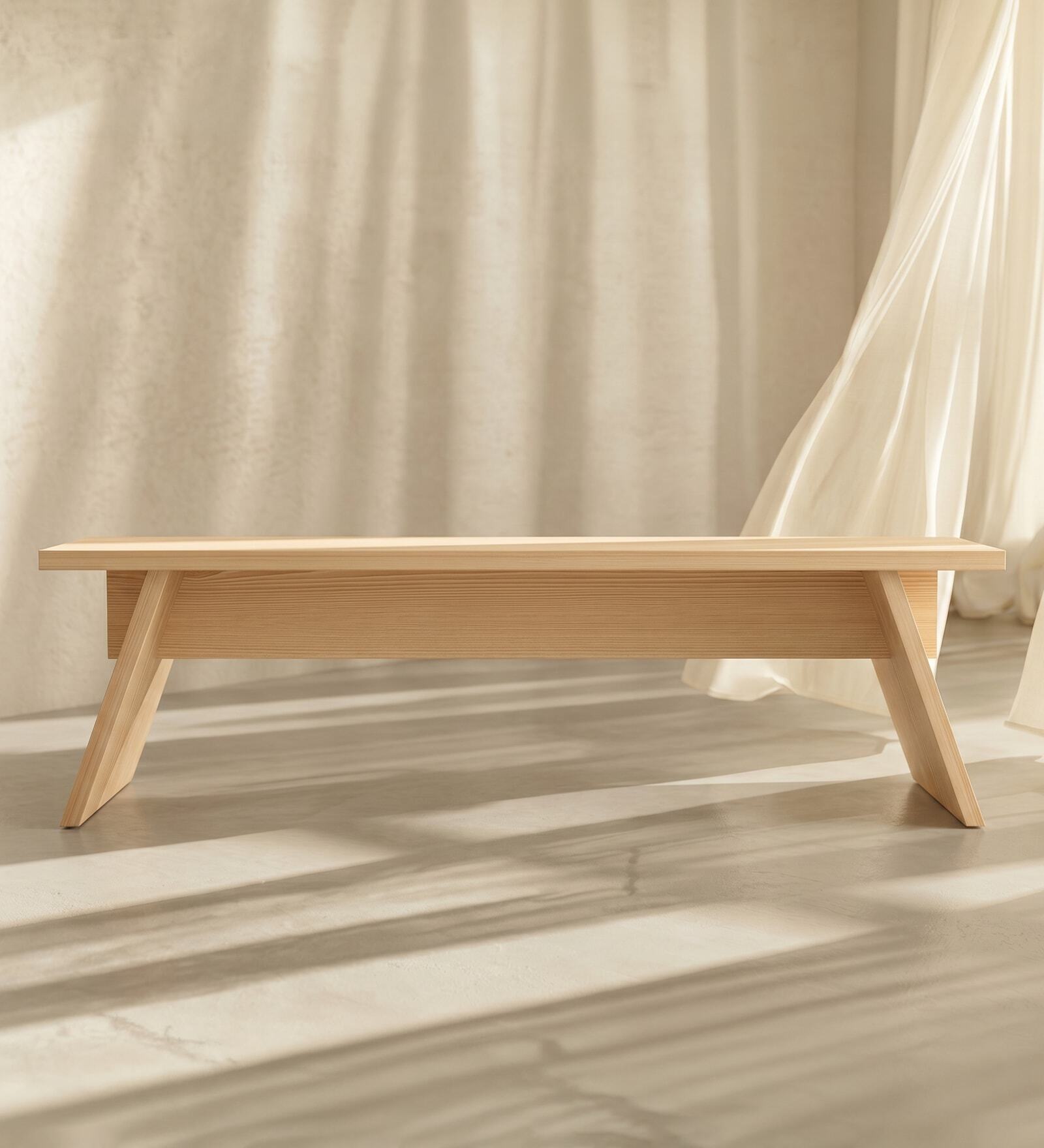 Kosho Pinewood Bench In Pine Wood Finish