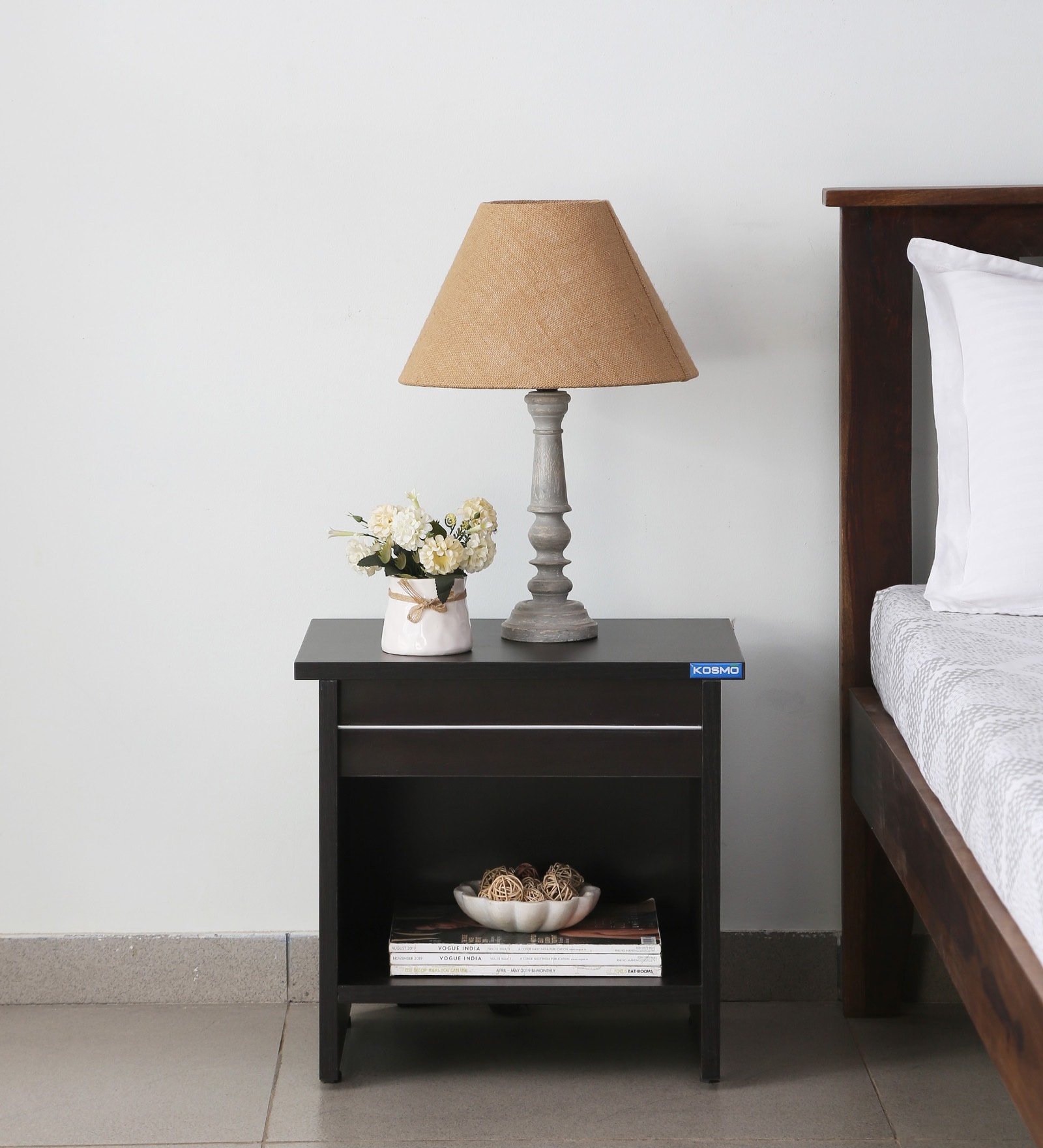 Kosmo Carnival Bedside Table in Natural Wenge Finish