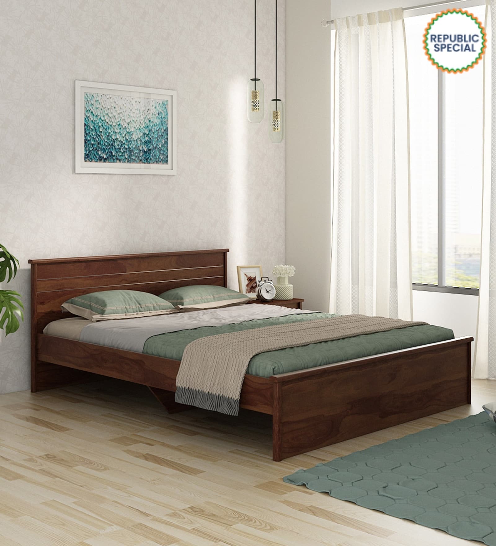 Kosmo Carnival King Size Bed in Sheesham Finish