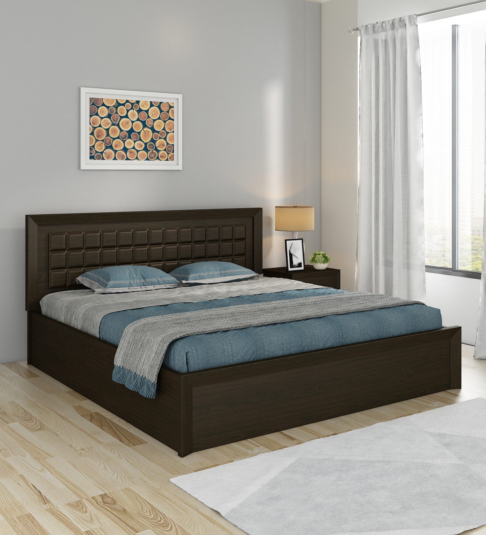 Buy Kosmo Choco King Size Bed in Vermount Finish with Hydraulic Storage ...