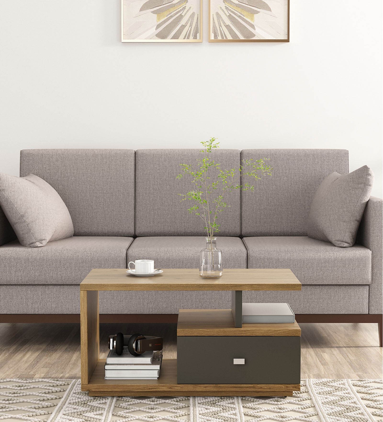 Kosmo Coffee Table in Classic Oak & Slate Grey Finish