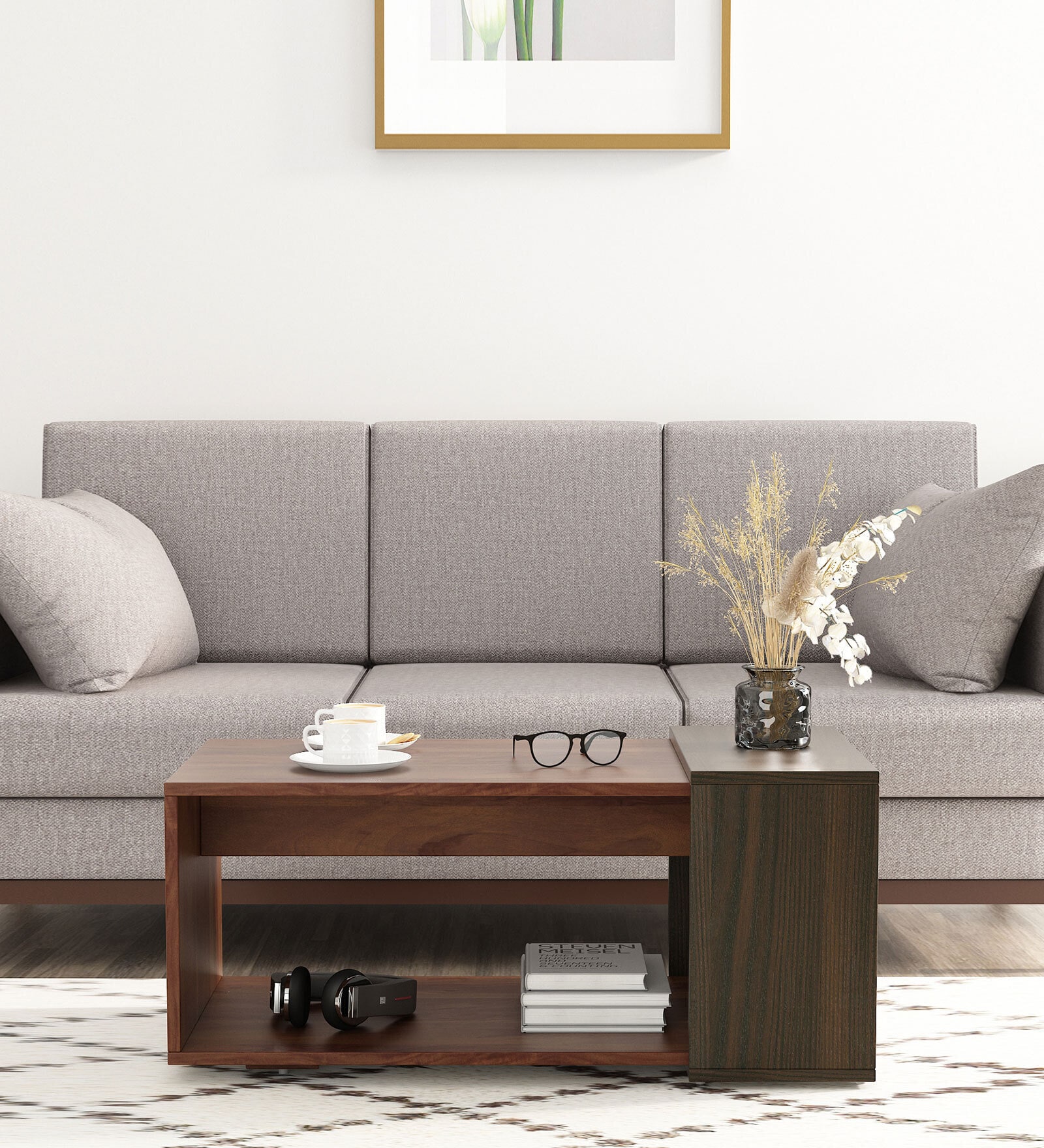 Kosmo Coffee Table in Sheesham & Fumed Oak Finish