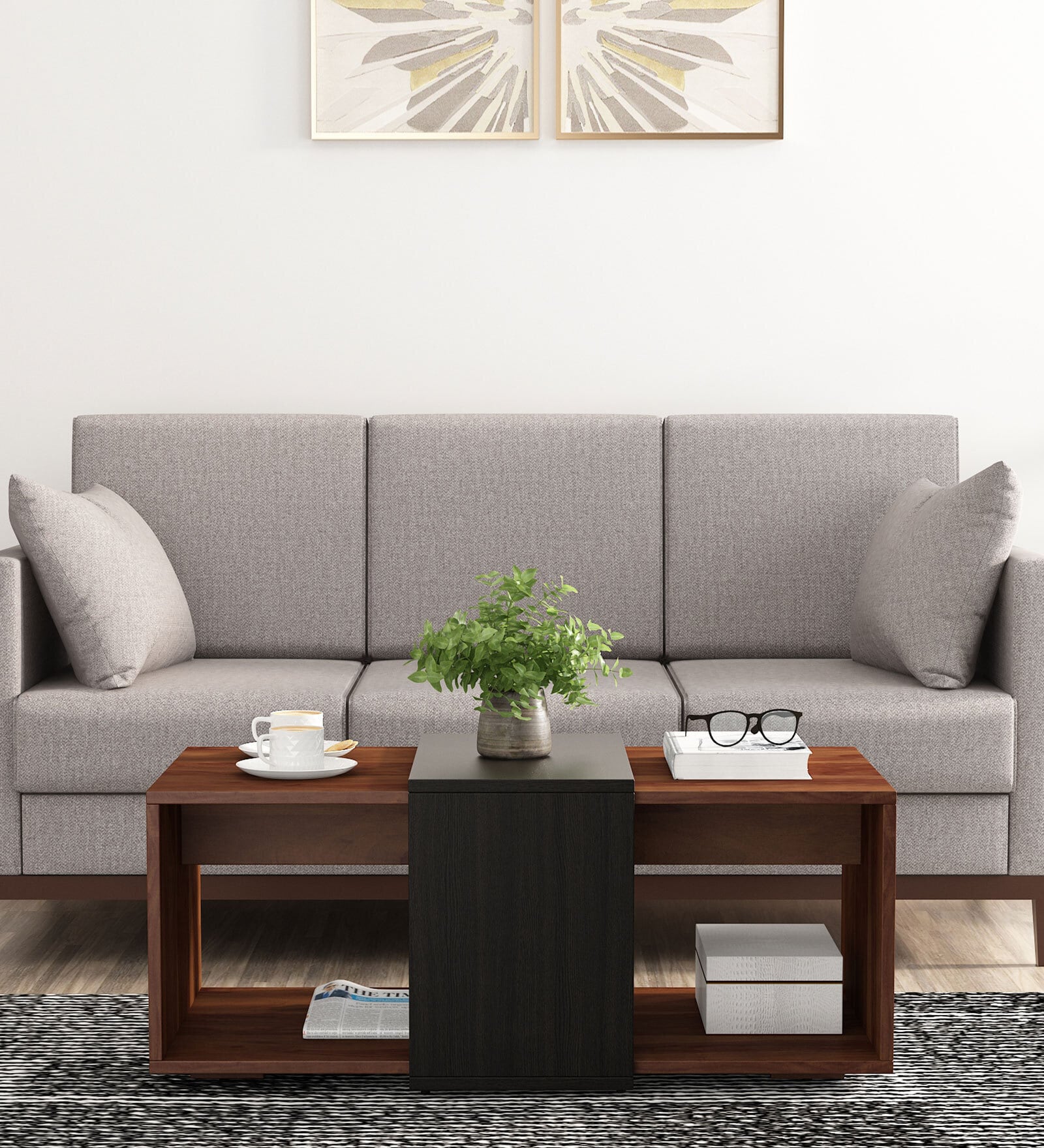 Kosmo Coffee Table in Sheesham & Natural Wenge Finish