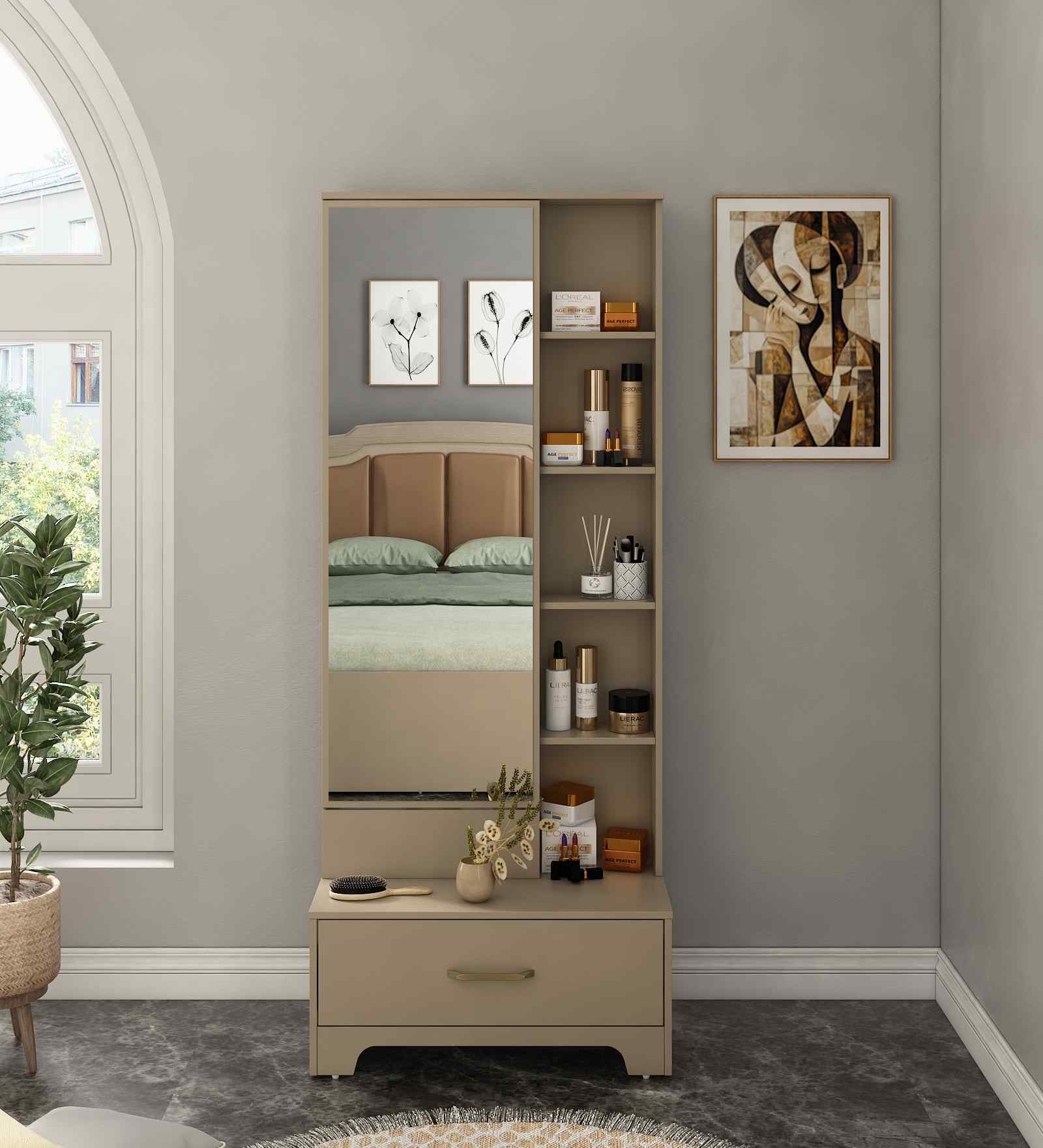 Kosmo Eternia Dressing Table With Melamine Finish In Modern Ash Colour