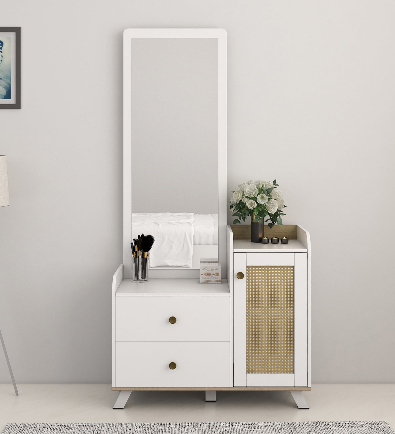 Kosmo Lilly  Dressing Table in Kingston White & Sebastian Oak Finish