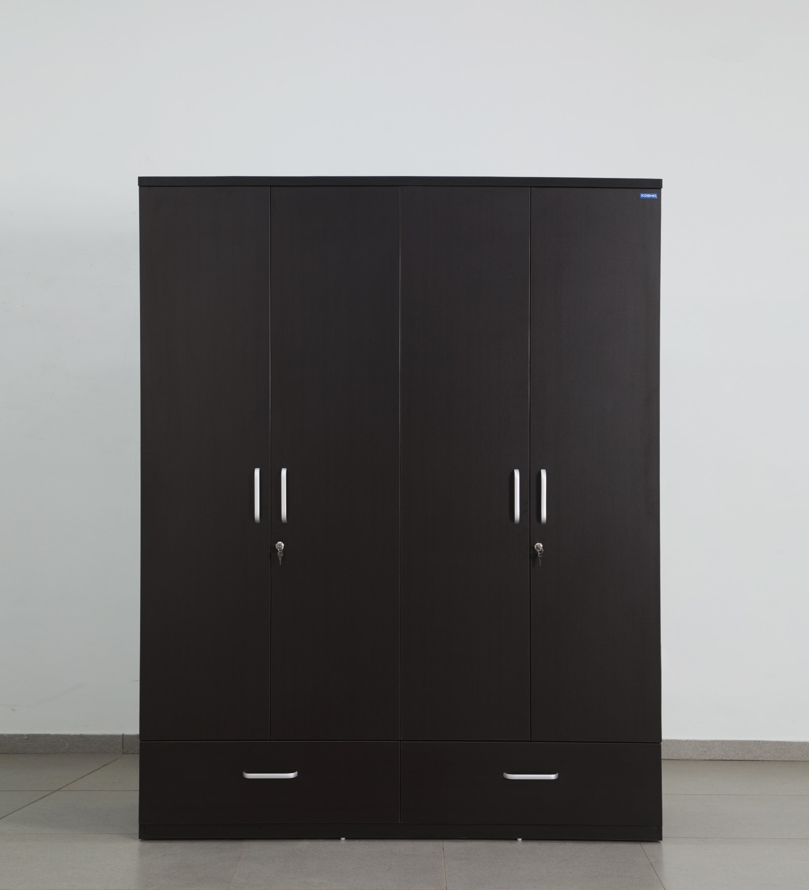 Kosmo Linden 4 Door Wardrobe In Wenge Finish With Locker & Drawer