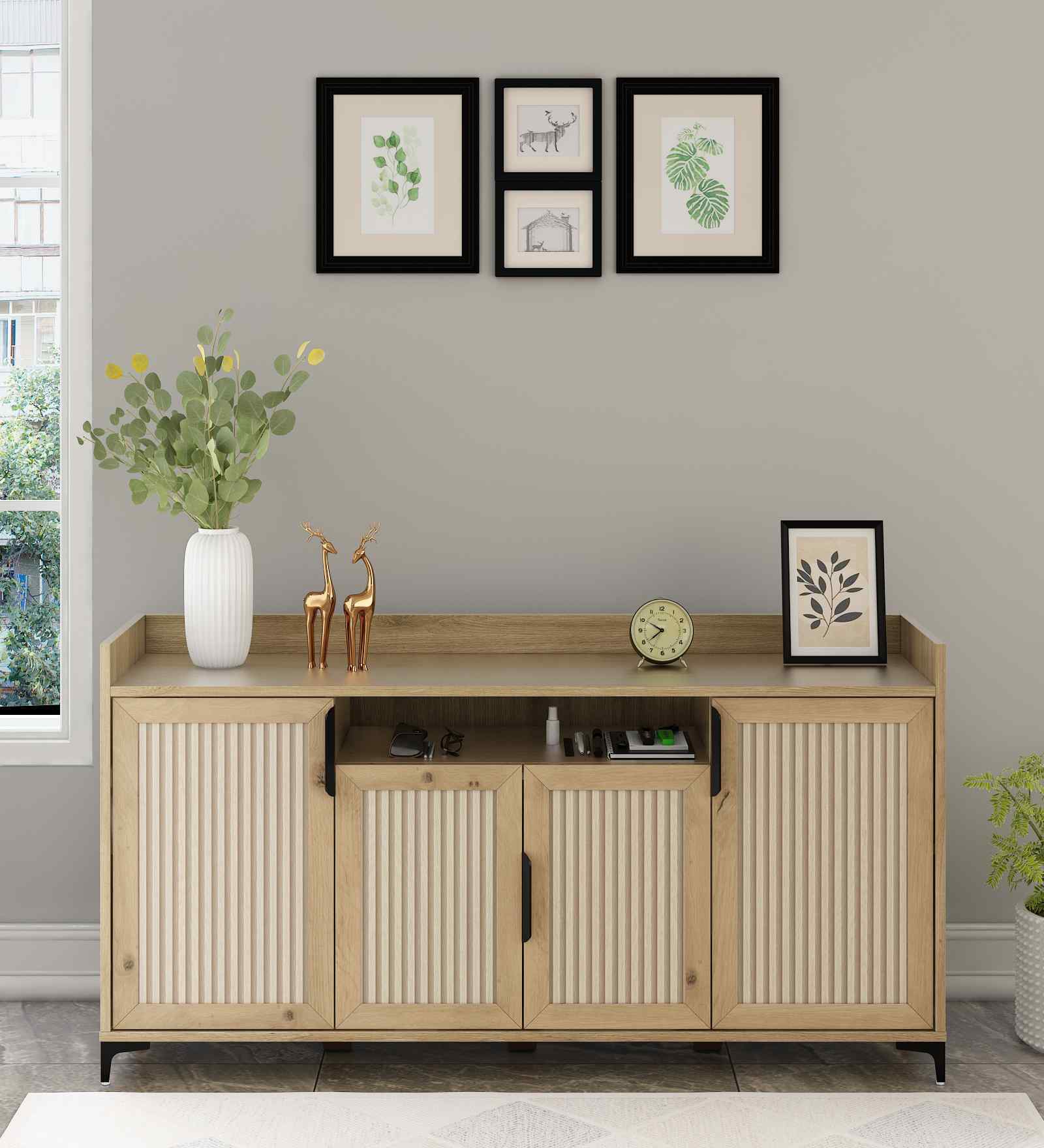 Kosmo Linea Console Unit With Melamine Finish In Santana Oak Colour