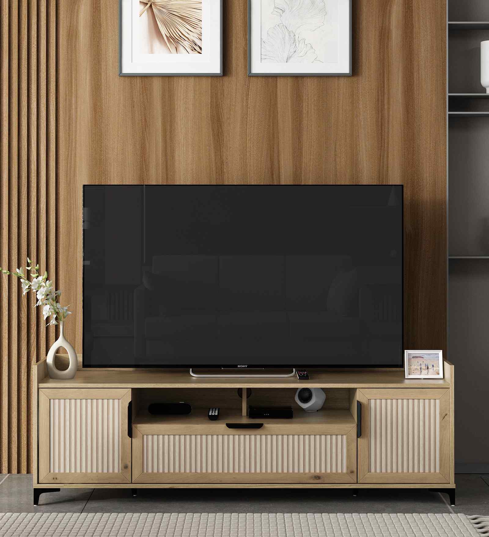 Kosmo Linea TV Unit With Melamine Finish In Santana Oak Colour