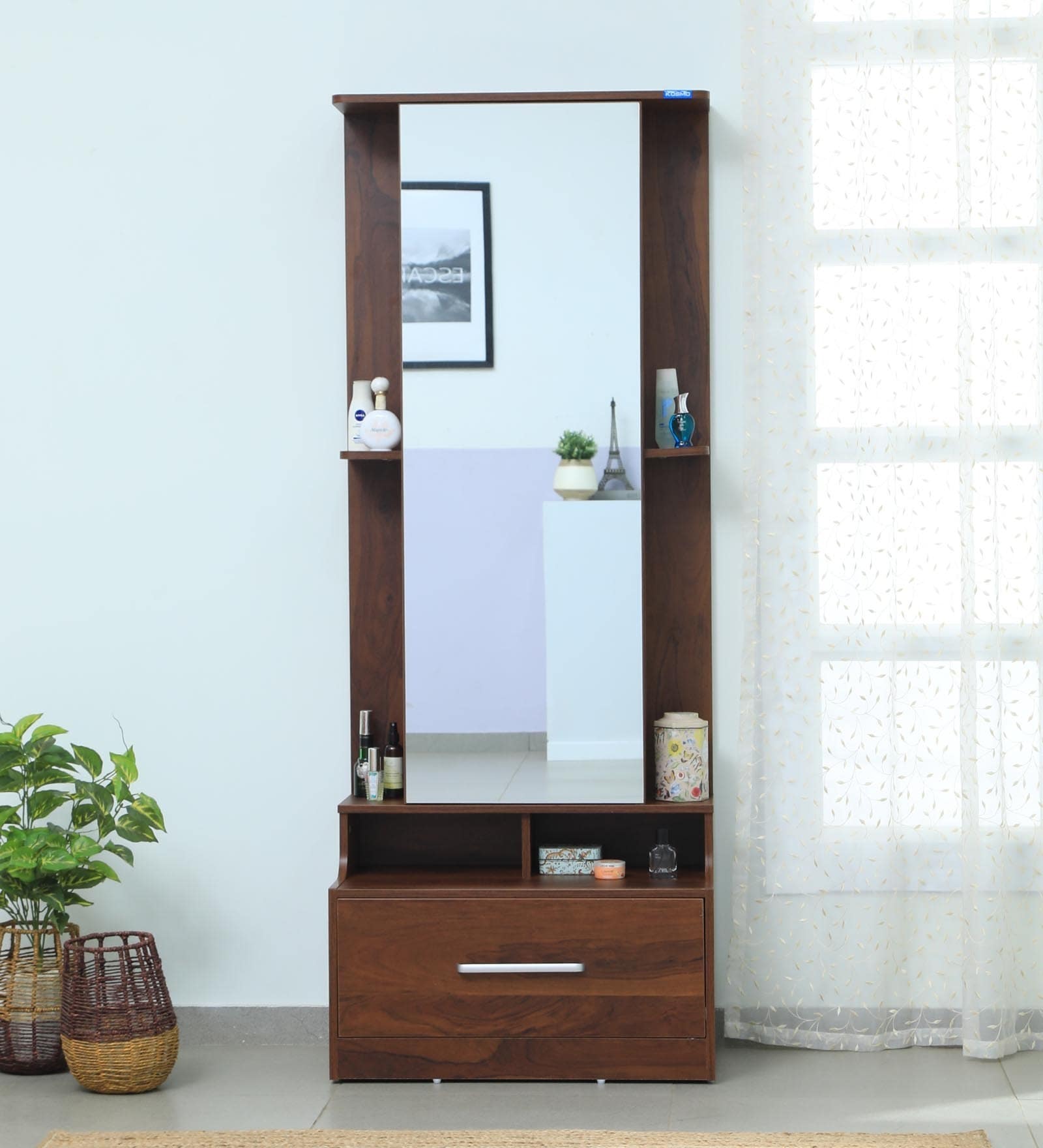 Kosmo Liwa Dressing Unit in Sheesham Finish With Storage With Mirror Storage