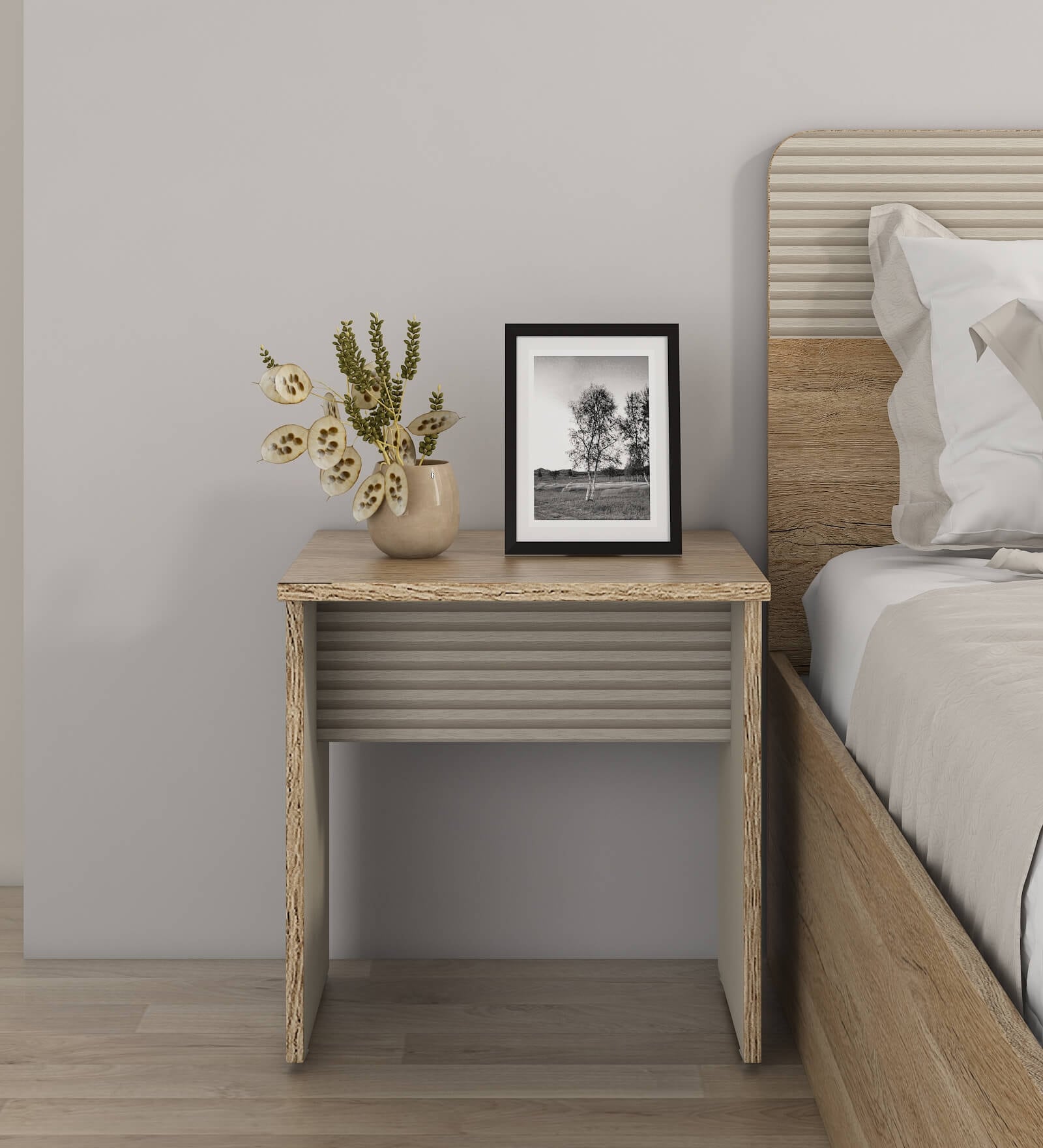 Kosmo Noah Wood Bedside Table in Melamine Finish