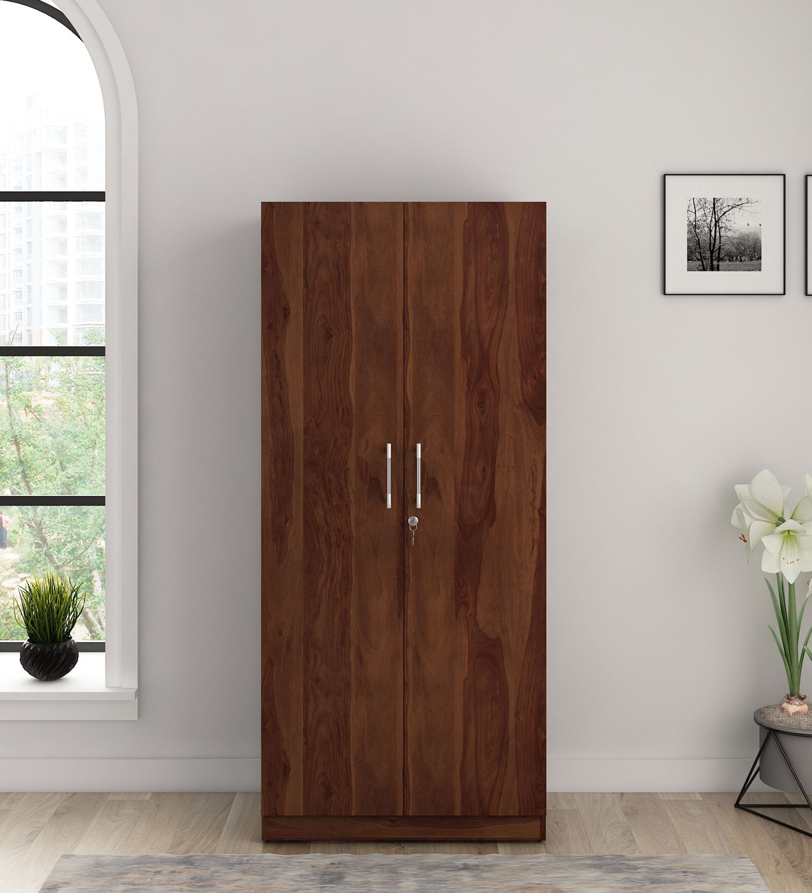 Kosmo Optima Solace 2 Door Wardrobe In Sheesham Finish