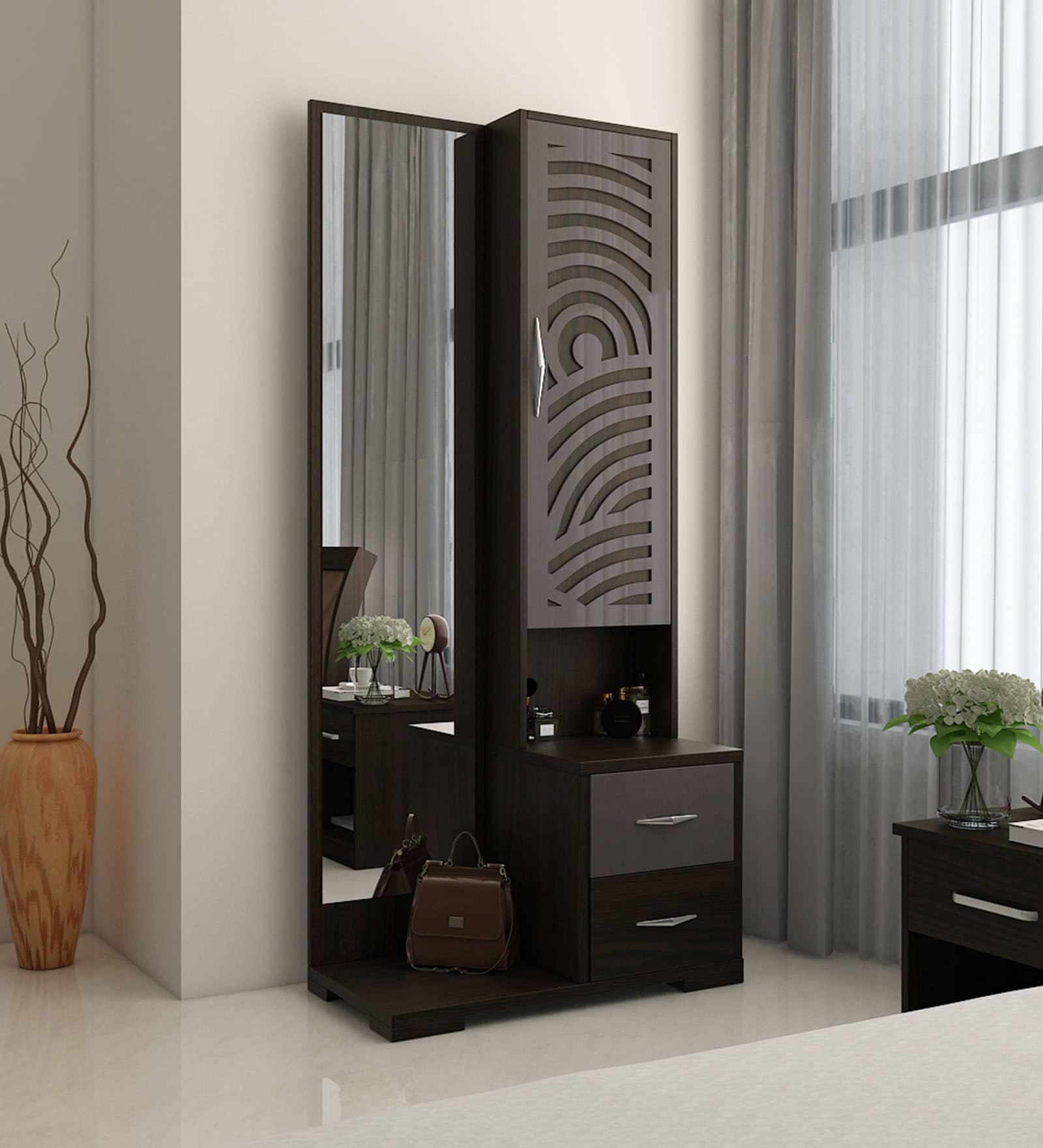 Kosmo Ripple Dressing Unit in High Gloss Grey Finish