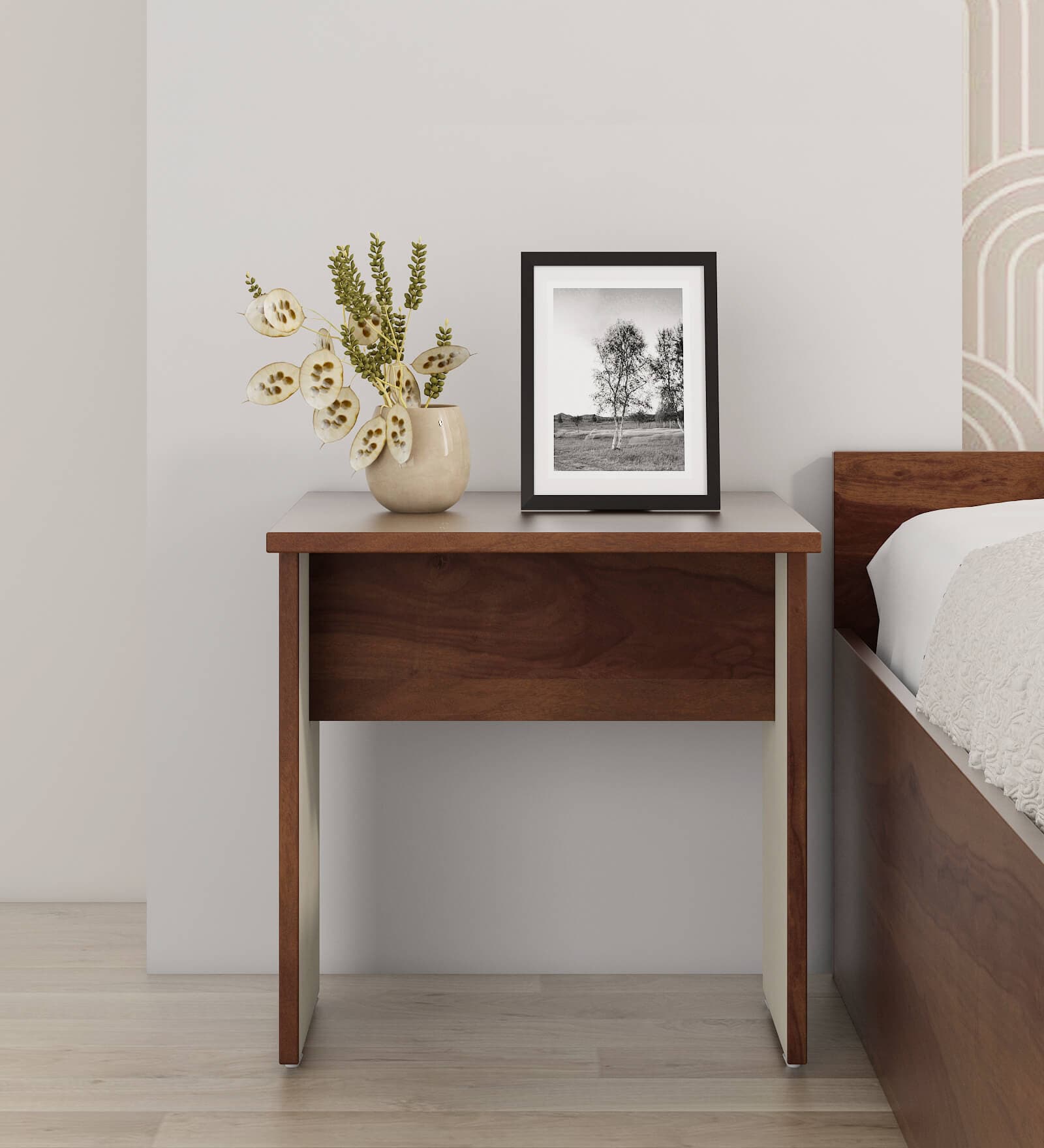 Kosmo Solace Wood Bedside Table In Sheesham Finish
