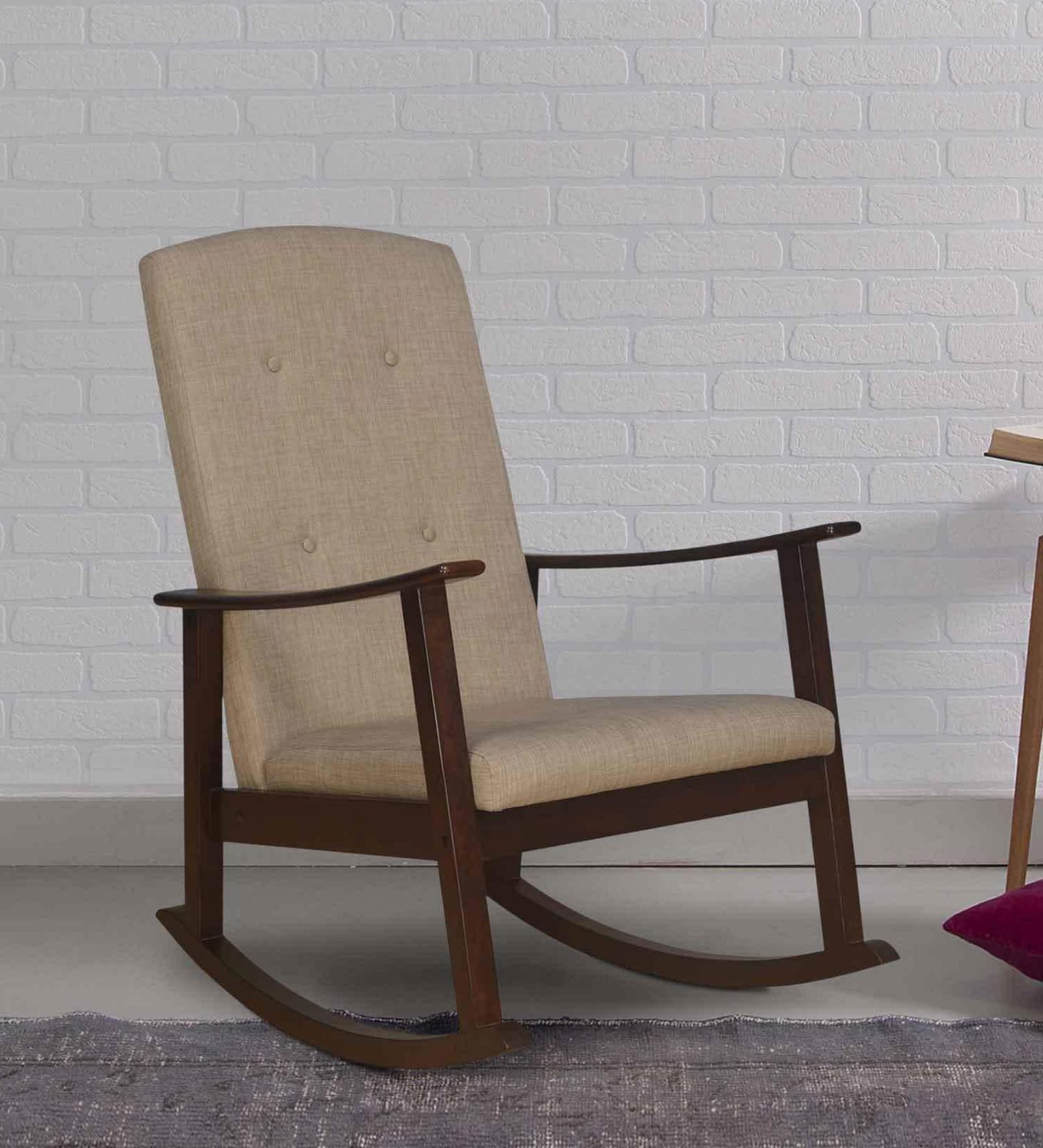 Kosmo Solid Wood Rocking Chair in Walnut Colour