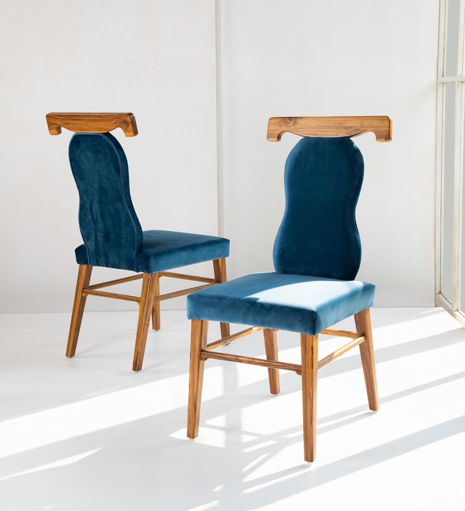 Kovil Teak Upholstered Dining Chair In Natural Colour