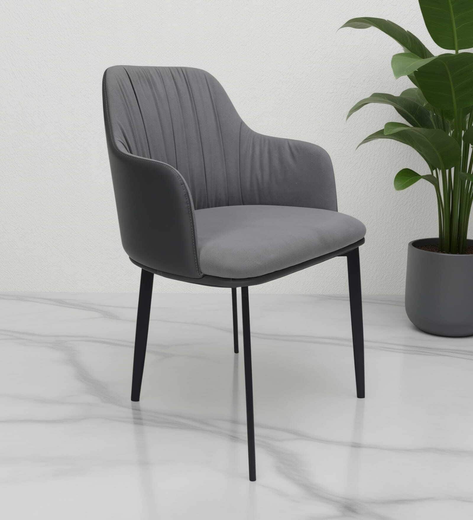 Kovin Fabric Dining Chair With Metal Legs In Grey Colour Kovin Fabric Dining Chair With Metal Legs In Grey Colour