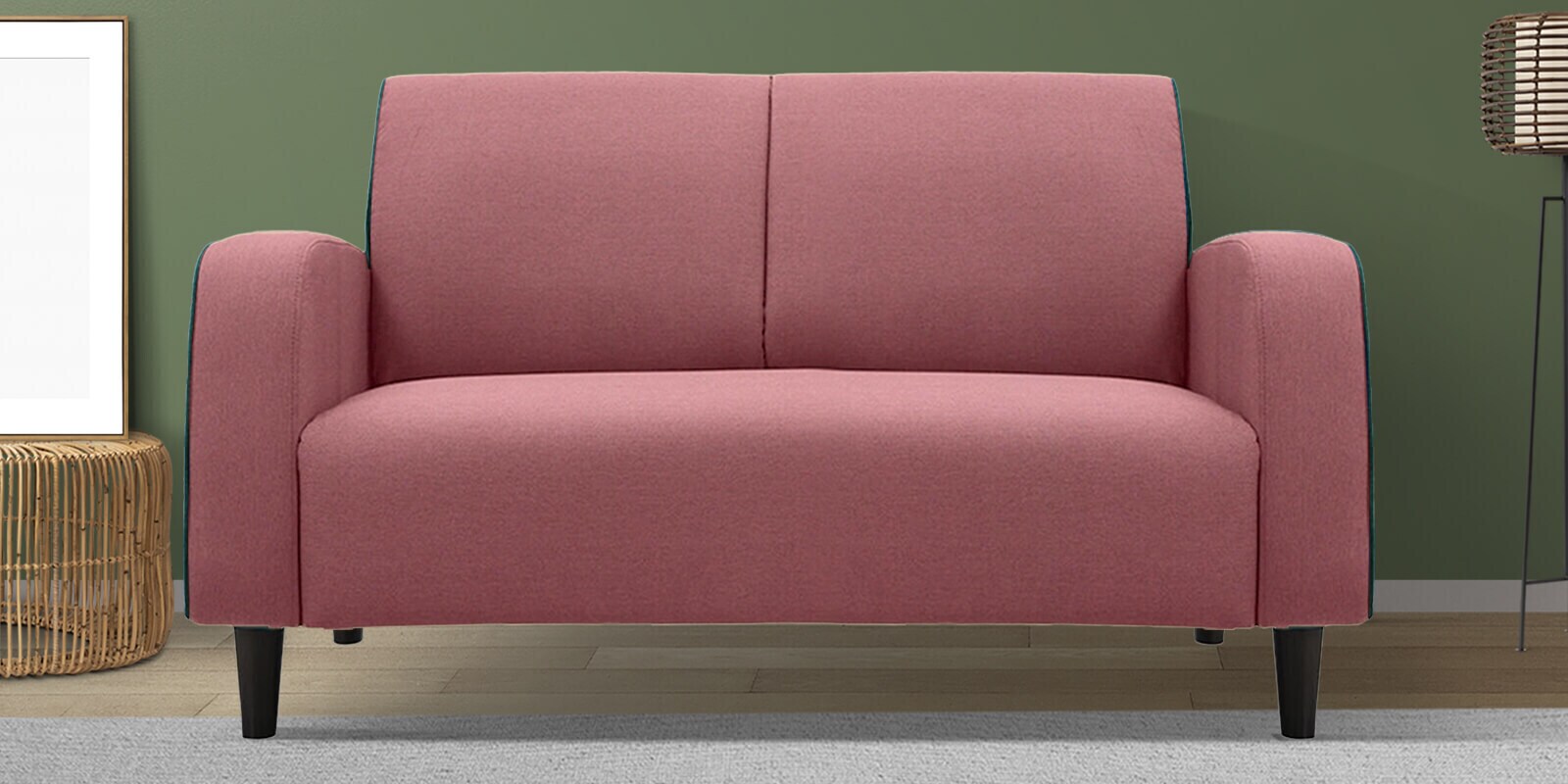 Kortes Velvet 2 Seater Sofa In Dusky Rose Colour