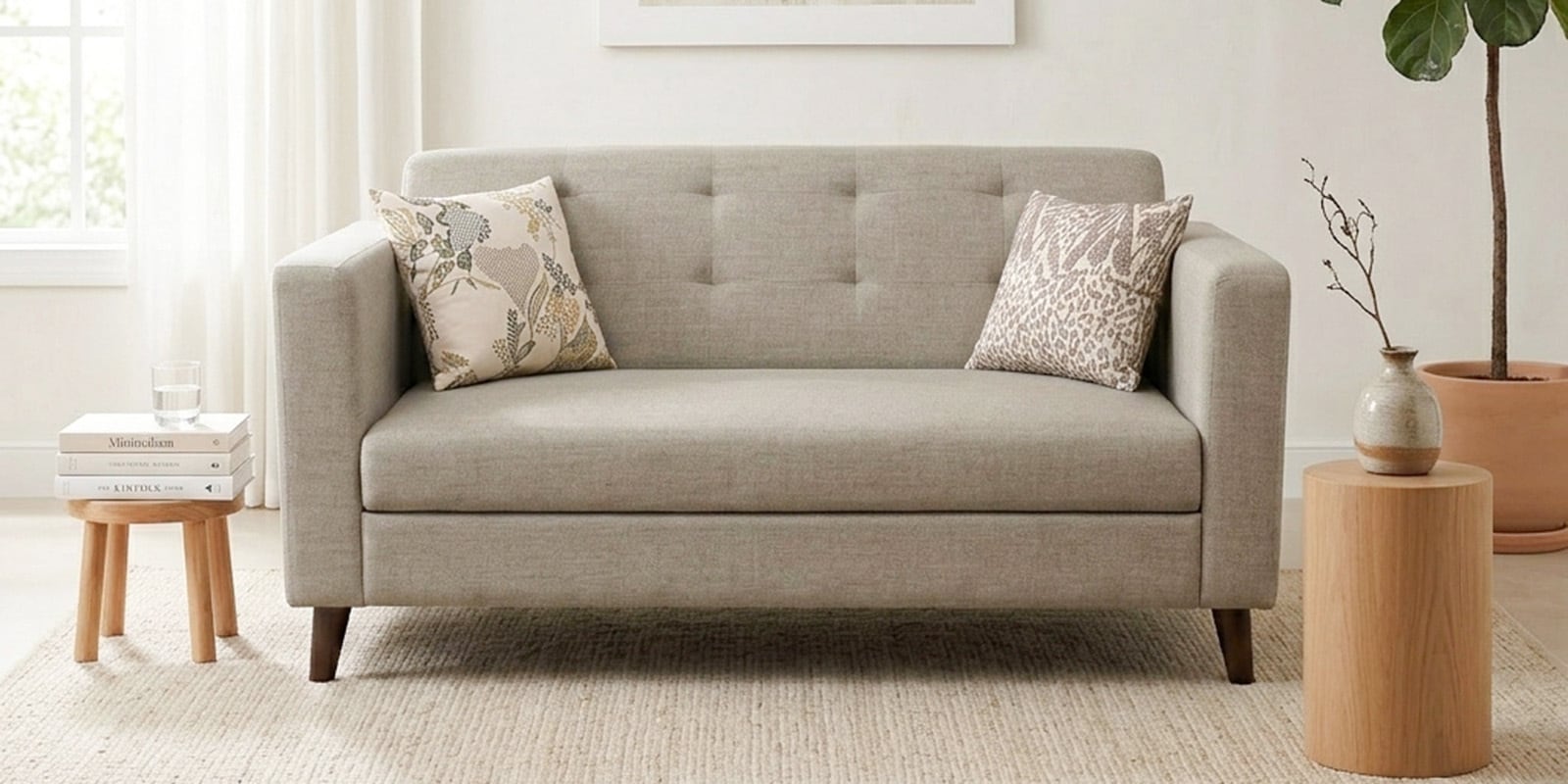 Kosmo  Carlos 2 Seater Sofa In Beige Color