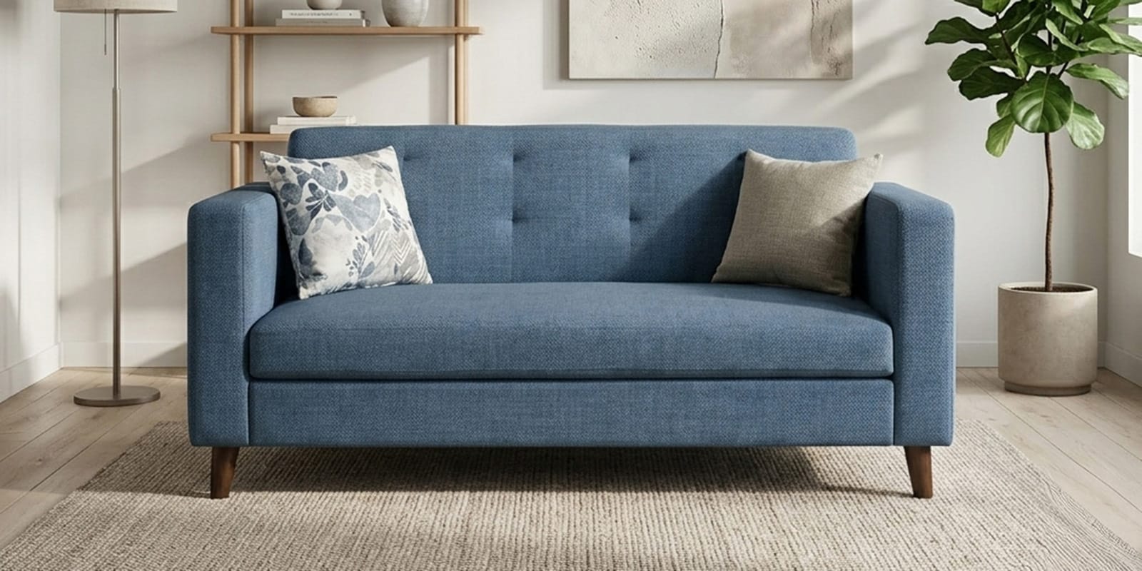 Kosmo  Carlos 2 Seater Sofa In Blue Color