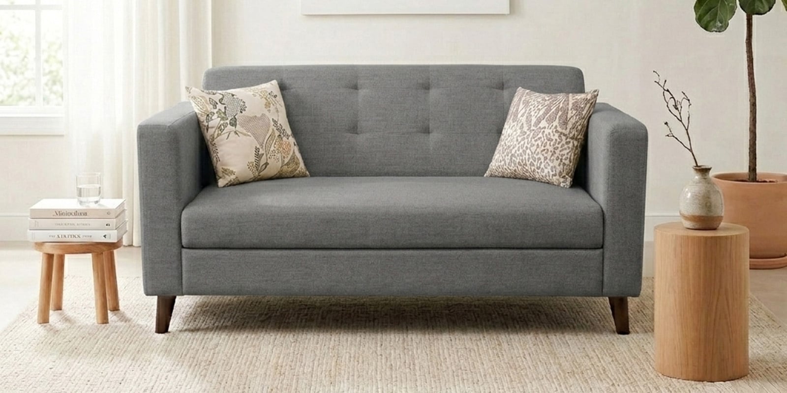 Kosmo  Carlos 2 Seater Sofa In Grey Color