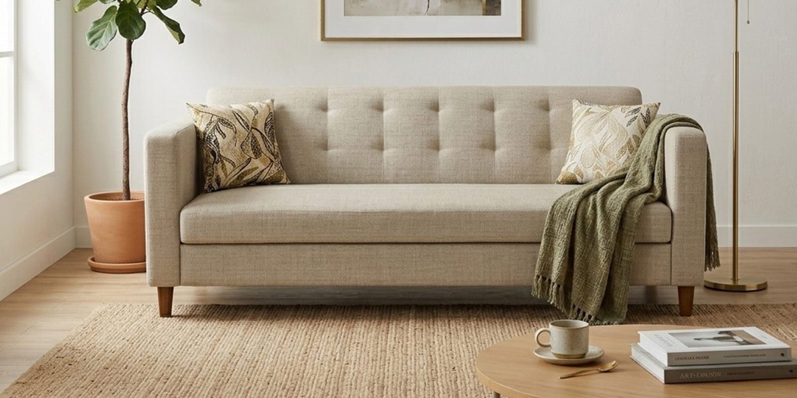 Kosmo Carlos 3 Seater Sofa In Beige Color Kosmo Carlos 3 Seater Sofa In Beige Color