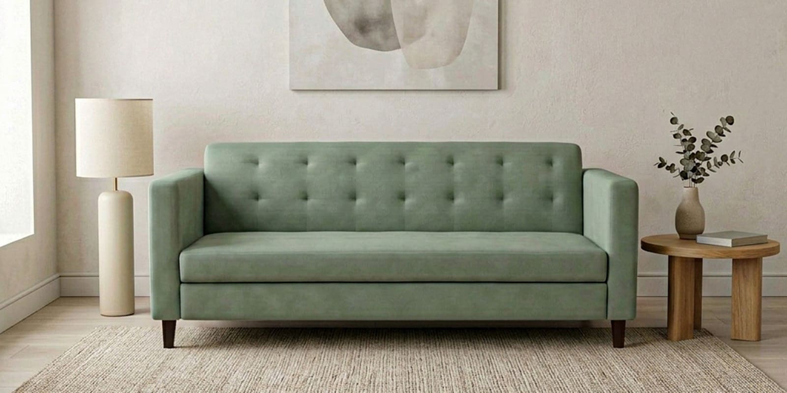 Kosmo Carlos 3 Seater Sofa In Green Color Kosmo Carlos 3 Seater Sofa In Green Color