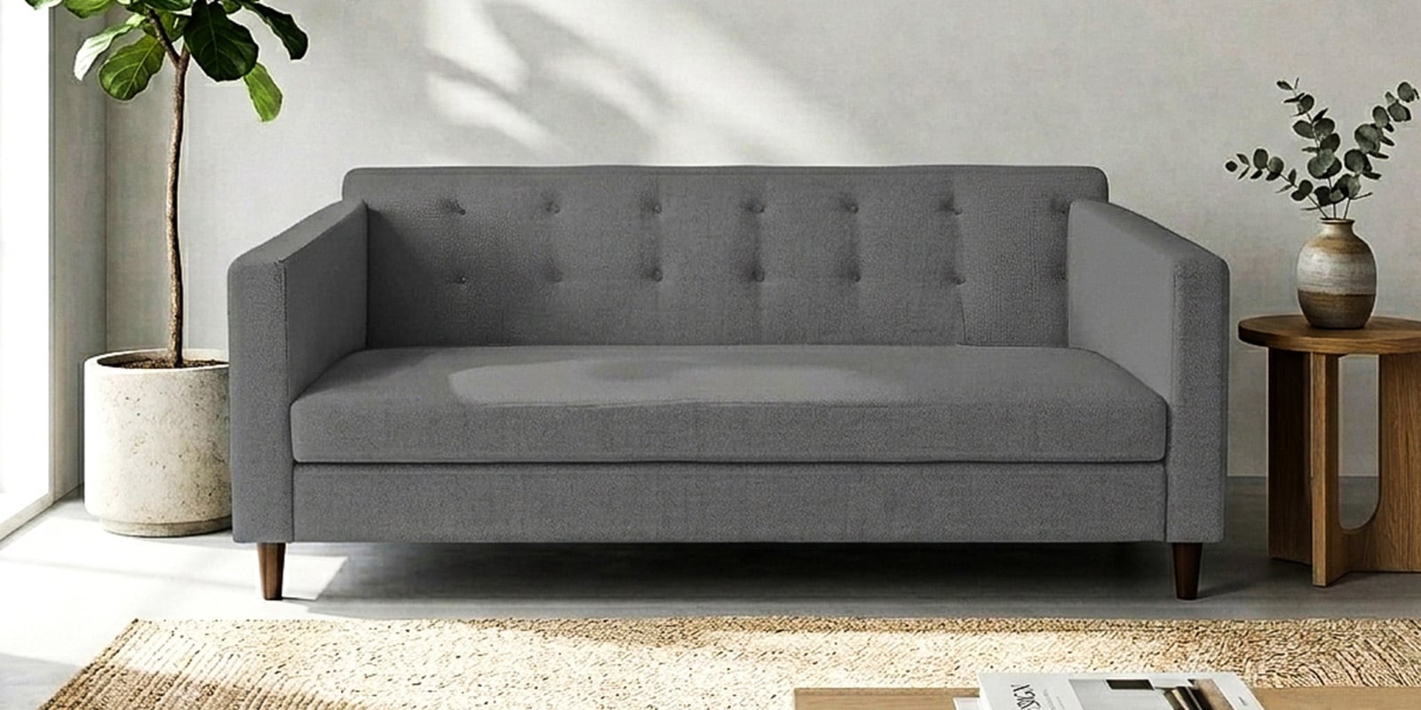 Kosmo Carlos 3 Seater Sofa In Grey Color Kosmo Carlos 3 Seater Sofa In Grey Color