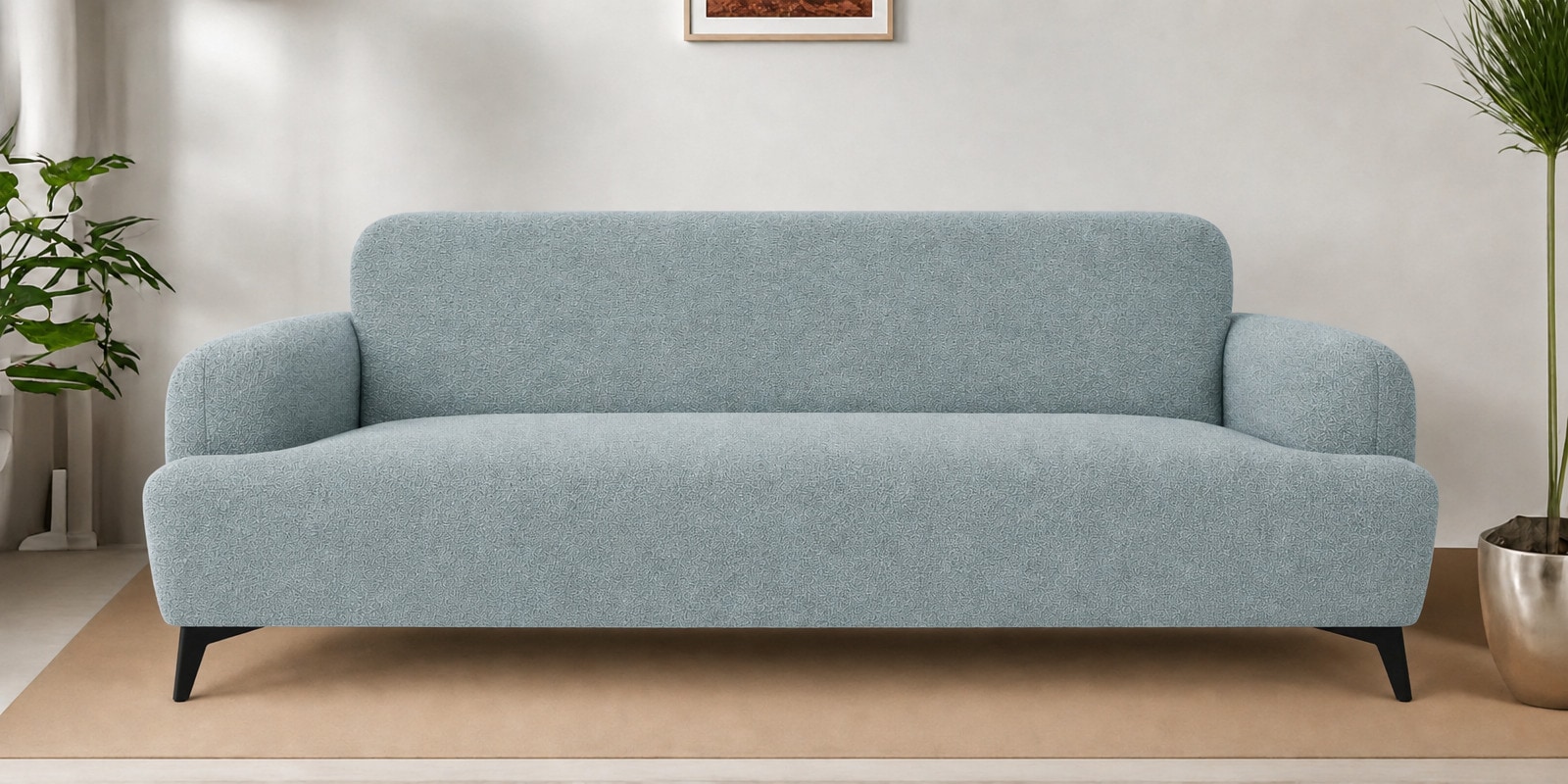 Kosmo Datsun 3 Seater Sofa In Pastel Blue Colour Kosmo Datsun 3 Seater Sofa In Pastel Blue Colour