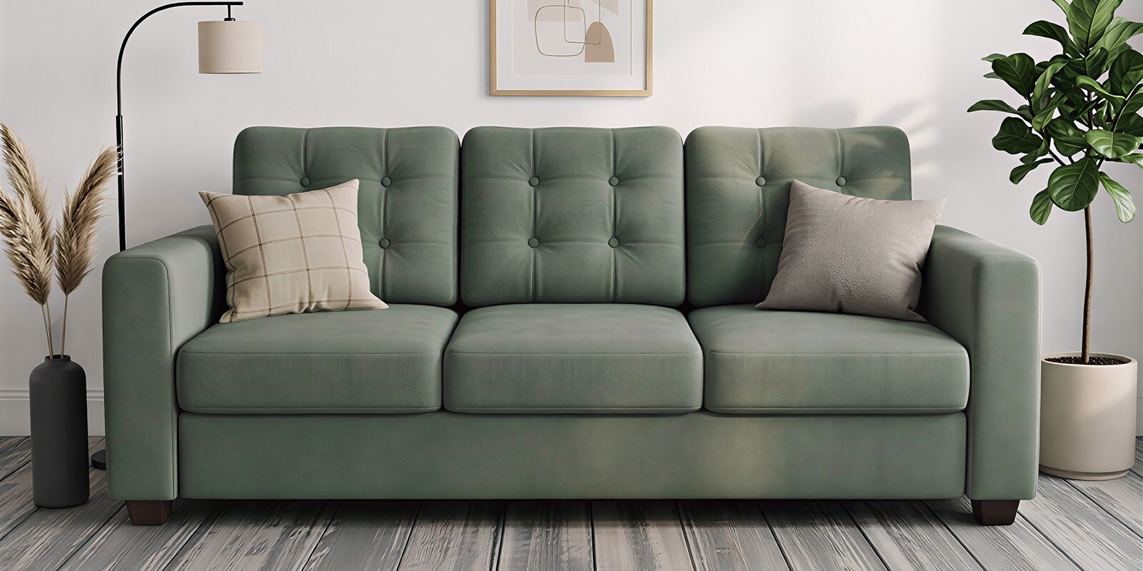 Kosmo Montessa 3 Seater Sofa In Green Color