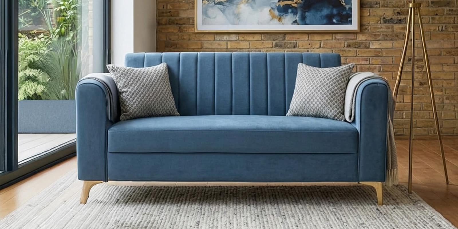 Kosmo Zenith 2 Seater Sofa In Blue Color
