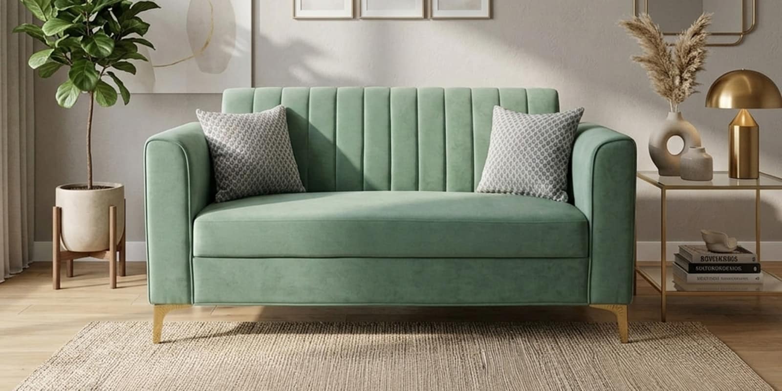 Kosmo Zenith 2 Seater Sofa In Green Color