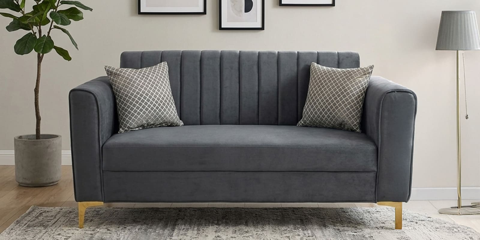Kosmo Zenith 2 Seater Sofa In Grey Color