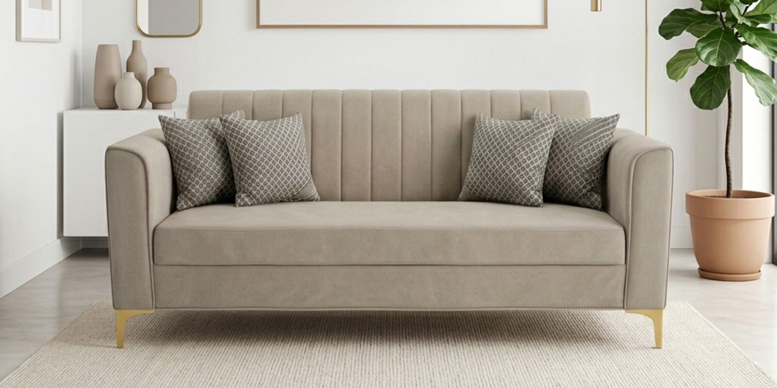 Kosmo Zenith 3 Seater Sofa In Beige Color