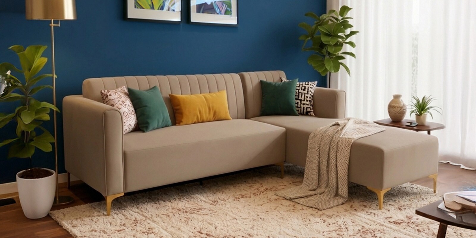 Kosmo Zenith LHS Sofa In Beige Color
