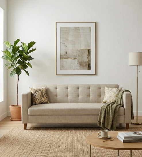 Kosmo  Carlos 3 Seater Sofa In Beige Color