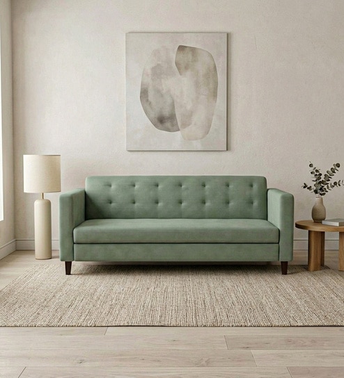 Kosmo  Carlos 3 Seater Sofa In Green Color
