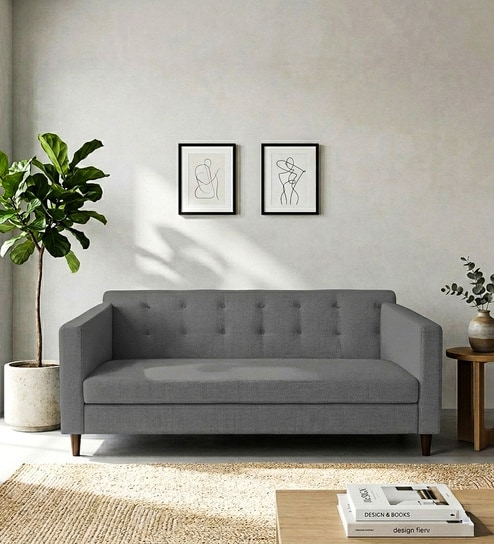 Kosmo  Carlos 3 Seater Sofa In Grey Color