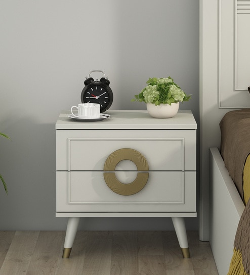 Kosmo Akira Bedside Table In Pumic Grey Finish