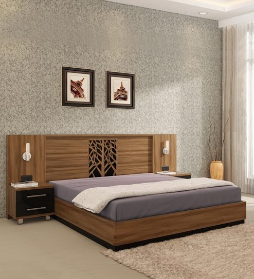 Kosmo Autumn Queen Size Bed With Storage And Bed Side Tables By Spacewood