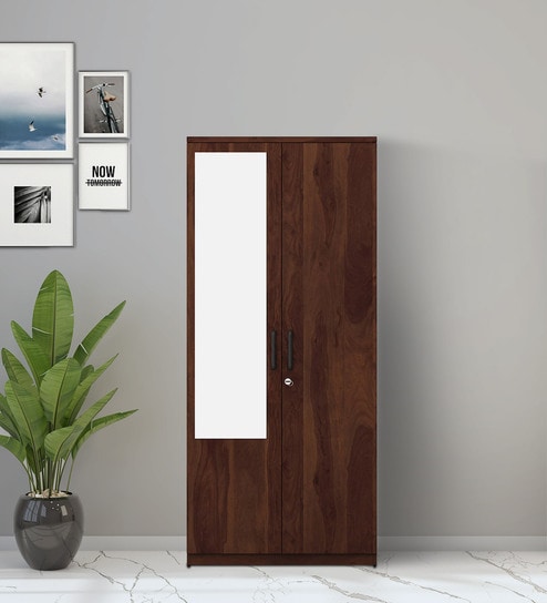 Kosmo Carnival 2 Door Wardrobe In Sheesham Melamine Finish With Mirror