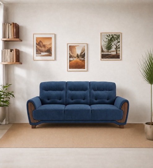 Kosmo Latina 3 Seater Sofa In Blue Color