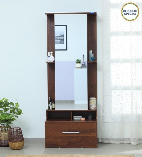 Kosmo Liwa Dressing Unit in Sheesham Finish With Storage With Mirror Storage